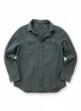 Vans Long Sleeve Button Up Shirt Mens Small Dark Gray Flannel Skater